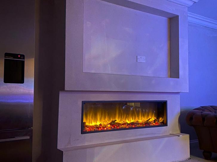 Media Walls, Media Feature Wall with; Gas fire, Electric fire or